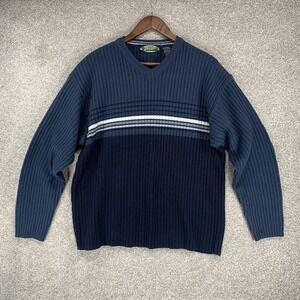 Y2K White Out XL Skater Shirt Long Sleeve Stripe Ribbed Blue Streetwear VTG